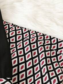 SHEIN LUNE Plus Geo Print Shirt & Pants - Black - View 5