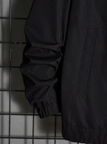 Manfinity Homme Hommes 1 Pièce Veste À Fermeture Éclair Imprimée De Lettres - Noir - Voir 6