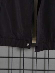 Manfinity Homme Hommes 1 Pièce Veste À Fermeture Éclair Imprimée De Lettres - Noir - Voir 5