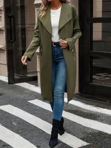 SHEIN Frenchy 大翻領腰帶風衣外套