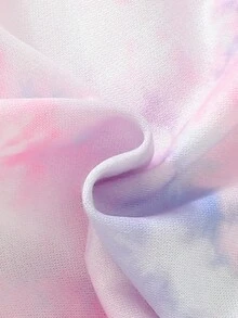 SHEIN Cô Gái Trẻ Nhuộm buộc Đồ họa Chữ cái Áo Hoodie & Quần thể thao - màu đen - Xem 3