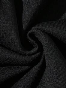 SHEIN EZwear 加大码翅膀和骷髅印花落肩抽绳卫衣 - 黑色 - 查看 4