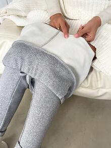 SHEIN Essnce Tie Trước Lót nhiệt Xà cạp - Xám - Xem 5