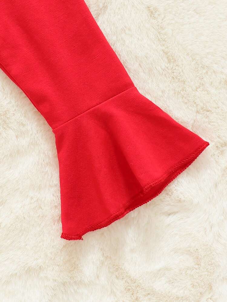 Baby Girl Letter Graphic Flounce Sleeve Ruffle Hem Jumpsuit With Headband