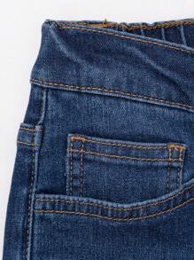 SHEIN Girlism Teen Girl Denim Flared Jeans, Suitable For Summer Casual Wear - Dark Wash - View 5