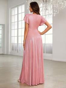 SHEIN Belle Váy phù dâu Với Loại bướm - Màu Hồng  San hô - Xem 2