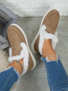 Minimalist Thermal Lined Faux Suede Casual Shoes