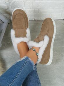 Minimalist Thermal Lined Faux Suede Casual Shoes