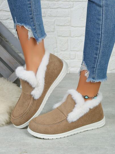 حذاء مبسط مبطن حراري جلد سويدي الاصطناعي كاجوال