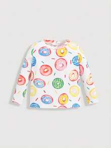 SHEIN Đứa bé gái 2 Miếng Donut & Đồ họa Khẩu hiệu Áo thun - trắng - Xem 7