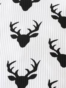 Baby Boy Elk Print Jumpsuit - White - View 4