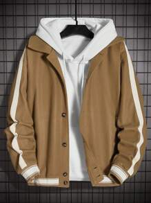 Manfinity Homme Lose Passform Herrenjacke Mit Kontrastierendem Seitennah-detail, Ohne Kapuze