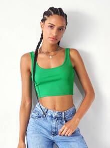 SHEIN Unity Top corto de mujer para uso diario - Verde - Ver 1