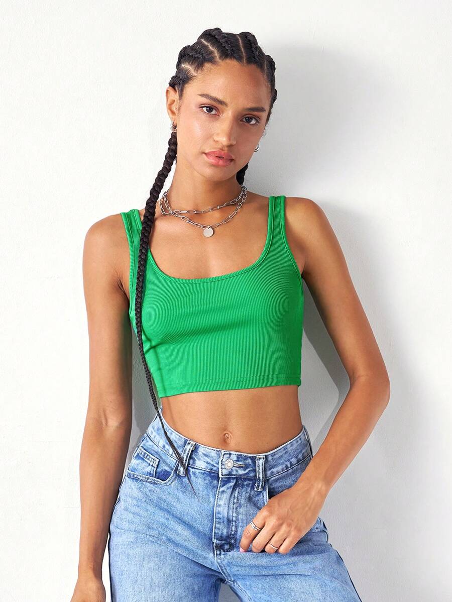 SHEIN Unity Top corto de mujer para uso diario - Verde - Ver 1