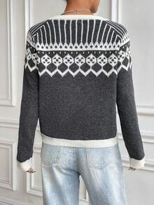 SHEIN Unity Jersey con patrón geométrico de manga raglán - Multicolor - Ver 2