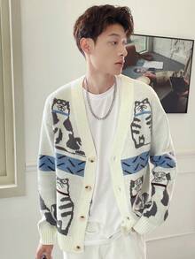 Manfinity Hypemode Nam Mô hình Cartoon Thả vai Áo len Mở - Nhiều màu - Xem 3