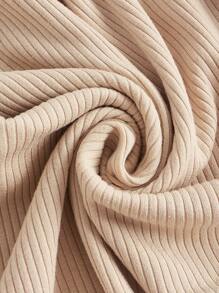 SHEIN MOD Draped Collar Trumpet Sleeve Ruched Asymmetrical Hem Dress - Apricot - View 3