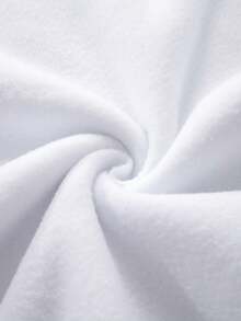 SHEIN EZwear 大碼卡通和字母圖案加絨內裏運動衫 - 白色 - 查看 5