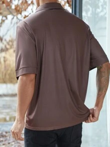 Manfinity Homme 男款大尺碼拼色寬鬆 Polo 衫 - 棕色 - 查看 2