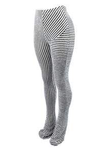 Autumn/Winter Knitted Striped High Stretch Pants, Furry Texture Slouchy Trousers