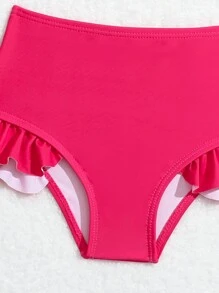 Ropa de playa de verano para bebé niña con estampado tropical, ribete de volantes y kimono - Multicolor - Ver 4