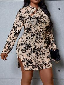 Maweii Talla grande Vestido con estampado floral con abertura delantera - Multicolor - Ver 5