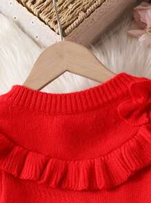 Baby Girl Ruffle Trim Sweater & Knit Skirt - Red - View 6