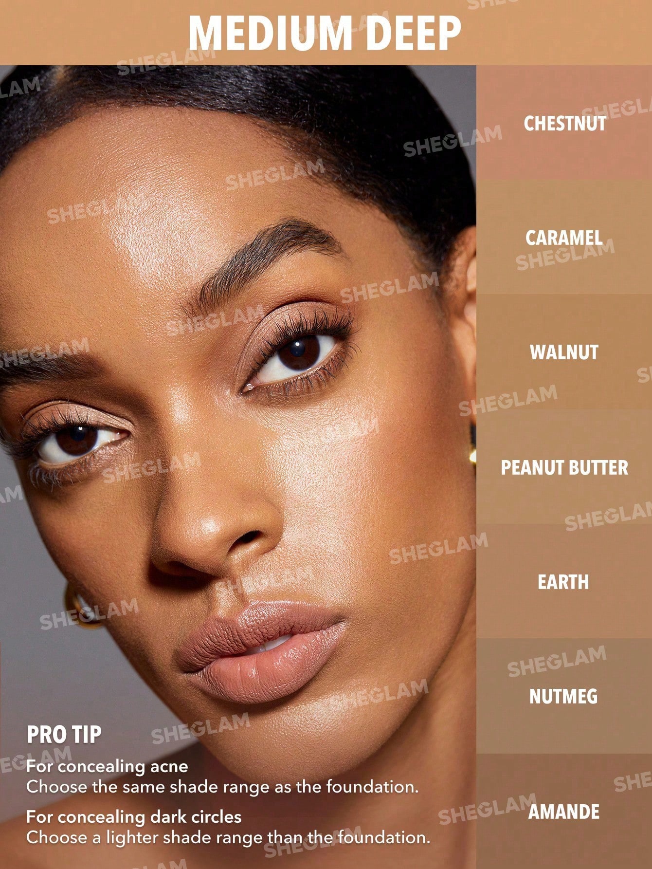 SHEGLAM خافي العيوب Like Magic 12Hr Full Coverage Concealer-Nutmeg Matte Liquid Concealer Long-Lasting Brightening Color Corrector-خافي عيوب مرطب خفيف الوزن يدوم طوال اليوم-خافي عيوب كونسيلر