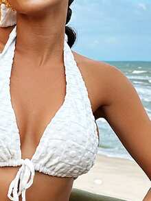 Swim Vcay Women's Floral Pressed Pattern Swimwear Top - White - View 4