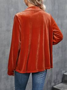 EMERY ROSE 1入組口袋貼布前紐扣襯衫 - 橘色 - 查看 2