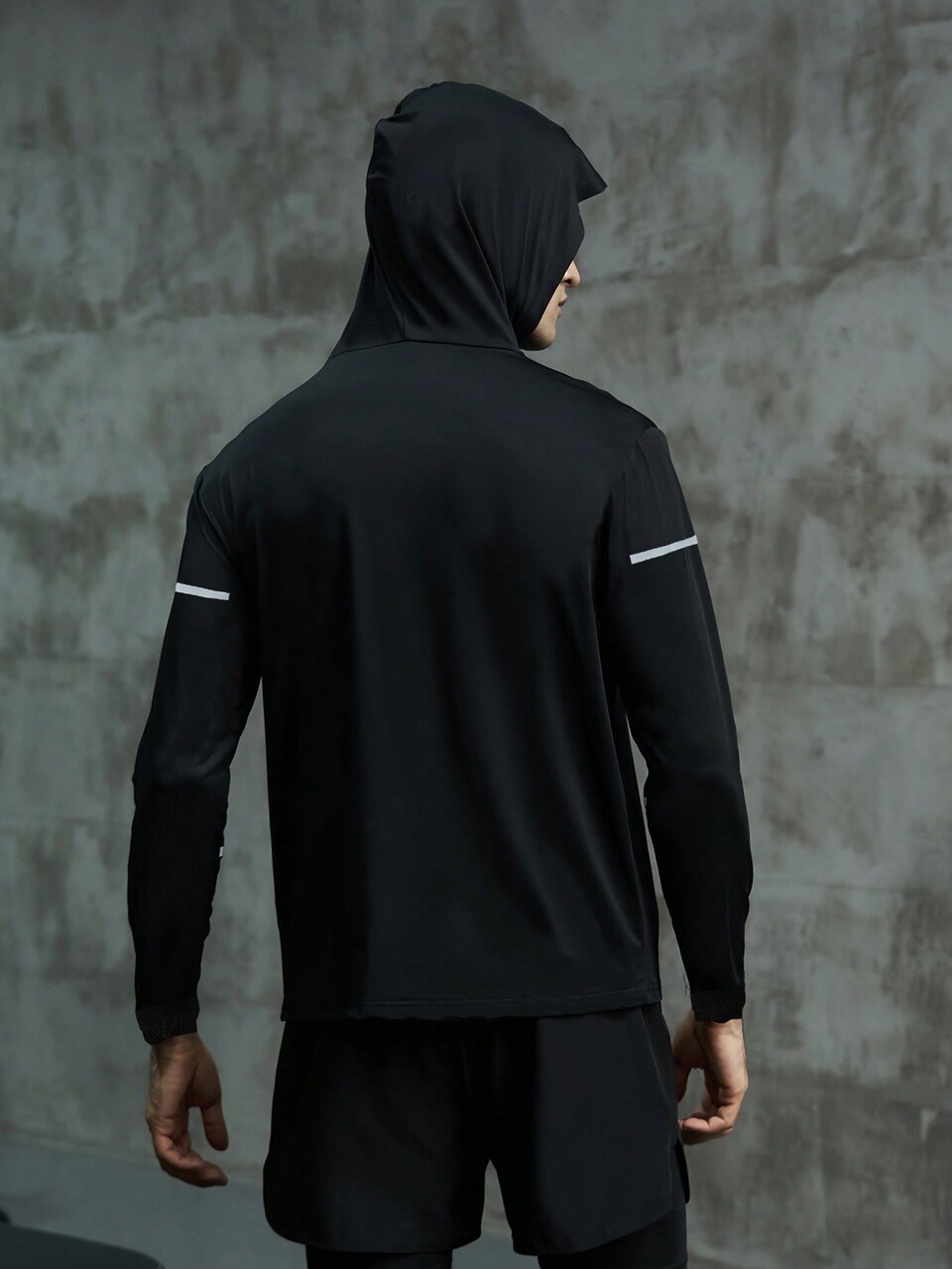 Men Letter Graphic Zip Up Hooded Sports Jacket Workout Tops Sports Jacket