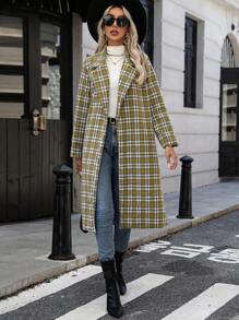 SHEIN Clasi Soprabito con stampa quadri colletto a risvolto con doppio petto - Multicolore - Visualizzare 6