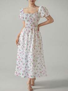 Breezaya Đầm Maxi Tay Phồng In Hoa Ditsy Trang Phục Đi Biển Cho Nữ - Hồng - Xem 1