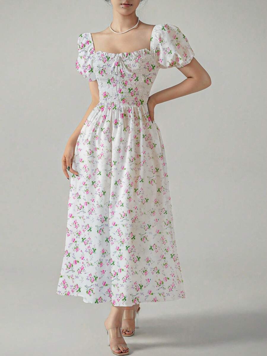 Breezaya Đầm Maxi Tay Phồng In Hoa Ditsy Trang Phục Đi Biển Cho Nữ - Hồng - Xem 1