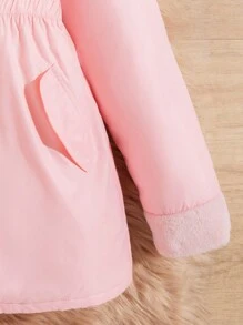 SHEIN 1 pièce Manteau matelassé à capuche avec nœud papillon, pour fille pré-adolescente