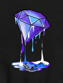 青少年男孩鑽石圖案連帽衫