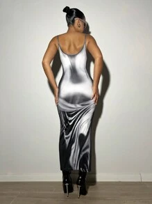 SHEIN ICON Body Heat Map Print Cami Bodycon Dress - Black - View 2