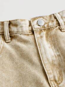 Jeans de pierna recta rasgados para uso casual cotidiano en verano para adolescente - Caqui - Ver 4