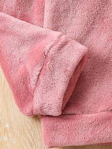 Cô gái Tween Thêu Chữ Flannel Bộ PJ Áo & Quần - Bụi hồng - Xem 3