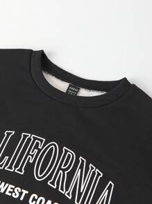 SHEIN Unity Đồ họa Chữ cái Lót nhiệt Áo nỉ - màu đen - Xem 5