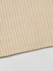 SHEIN Unity Mock Neck Ribbed Knit Top - Apricot - View 8