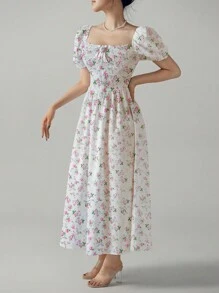 Breezaya Đầm Maxi Tay Phồng In Hoa Ditsy Trang Phục Đi Biển Cho Nữ - Hồng - Xem 4