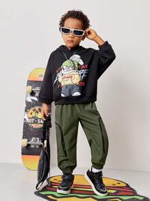 SHEIN Chico joven Pantalones en contraste cremallera