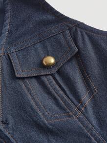 SHEIN MOD Cazadora chaleco con botón delantero sin camisa - Azul - Ver 3