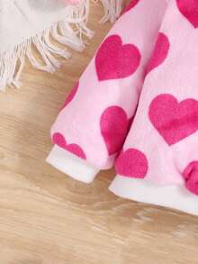 SHEIN Baby Girls Heart Print Sweatshirt & Bag - Hot Pink - View 5