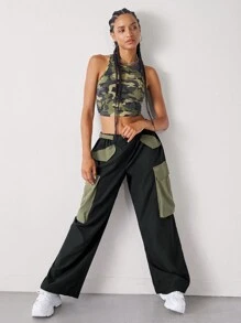 SHEIN EZwear Camo Print Crop Tank Top - Multicolor - View 7