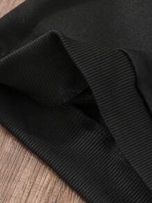 SHEIN Unity 花卉和標語圖案保暖襯裡運動衫 - 黑色 - 查看 5