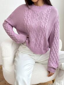 SHEIN Unity Xoắn Dan Thả vai Áo len - Hồng - Xem 1