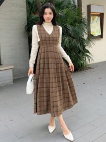 Dazy Star In kẻ sọc Váy không tay Without Tee - Lạc đà - Xem 1