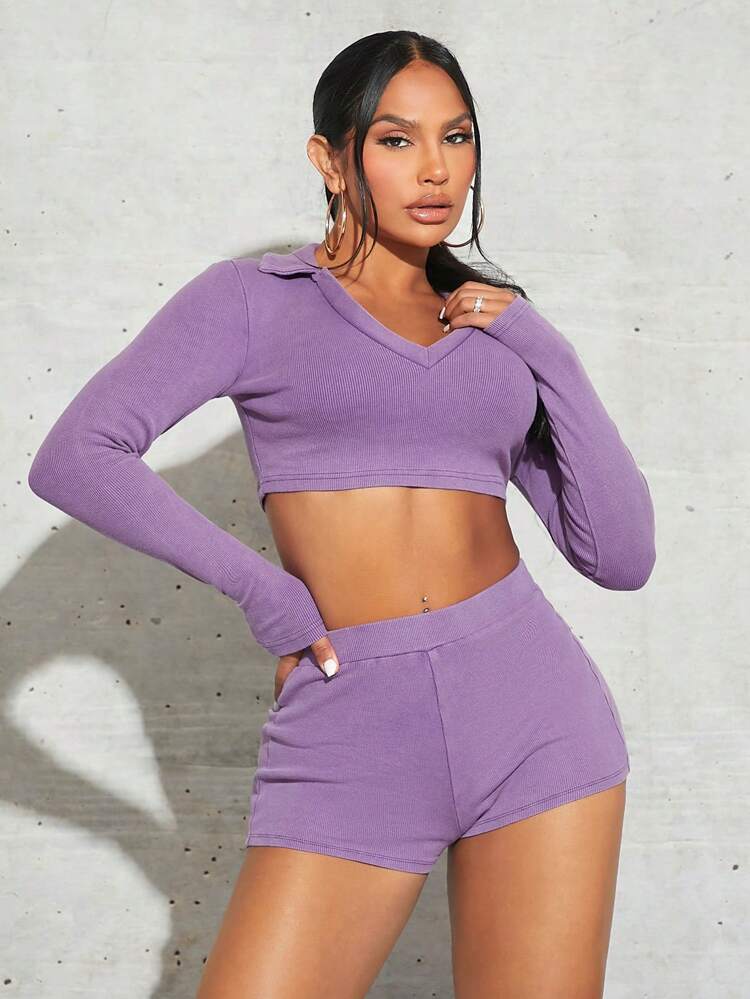 Solid Crop Tee & Shorts